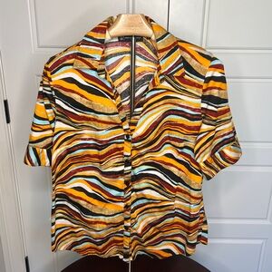 New York & Company Multicolor Striped Blouse